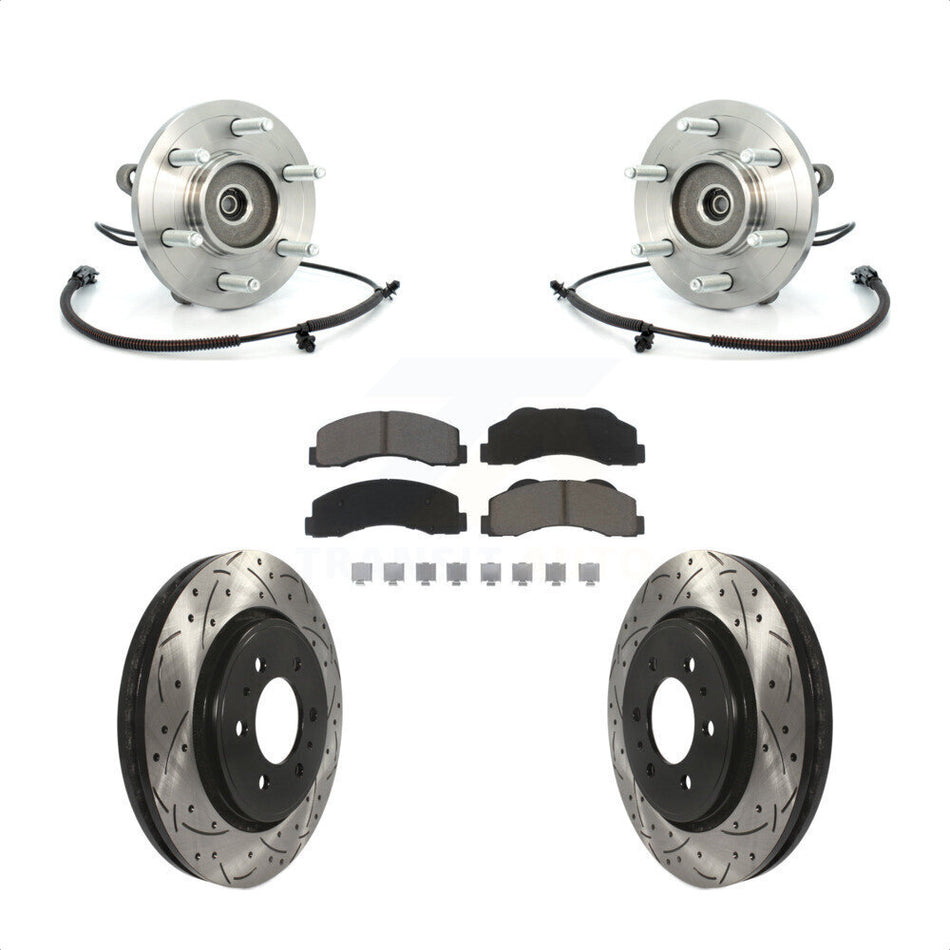 Front Hub Bearing Coated Drill Slot Brake Rotor Pad Kit For Ford F-150 Expedition Lincoln KBB-120376