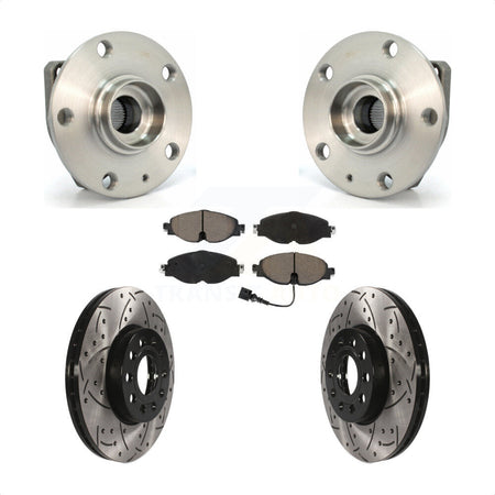 Front Hub Bearing Drilled Slot Brake Rotor Pads Kit For Volkswagen Golf SportWagen e-Golf KBB-120381