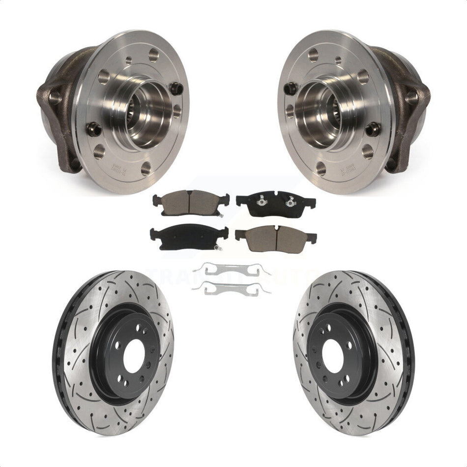 Front Hub Bearing Assembly With Coated Drilled Slotted Disc Brake Rotors And Ceramic Pads Kit For Mercedes-Benz ML350 GLE350 ML250 GLE300d KBB-120395