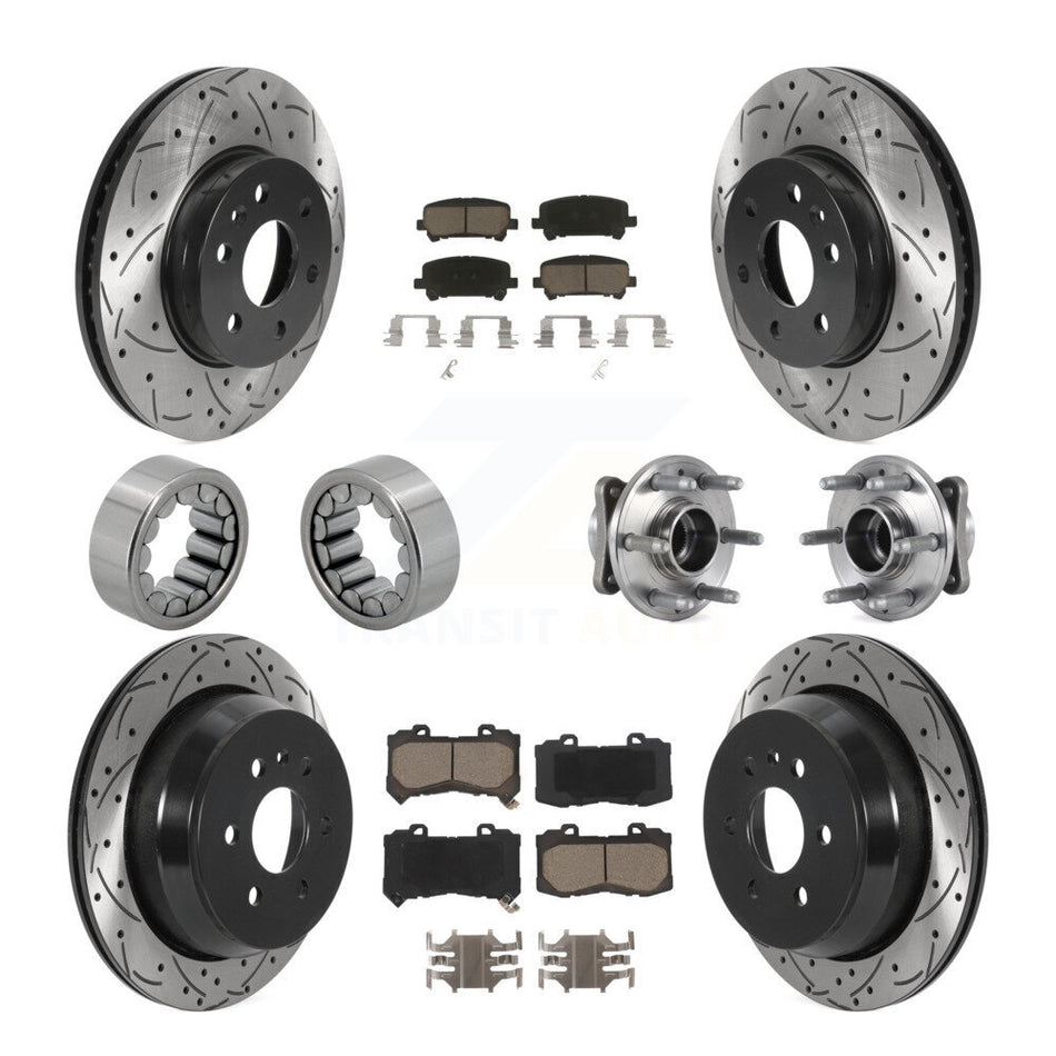Front Rear Hub Bearing Coated Brake Rotor Pads Shoe Kit (10Pc) For Chevrolet Colorado GMC KBB-120400