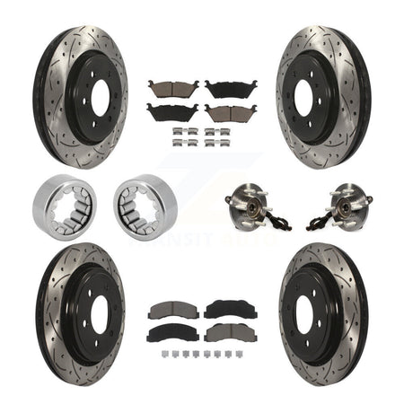 Front Rear Hub Bearings Coated Disc Brake Rotors And Pads Shoes Kit (10Pc) For Ford F-150 KBB-120409