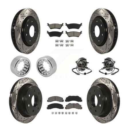 Front Rear Hub Bearing Coated Brake Rotor And Pad Shoe Kit (10Pc) For 2014 Ford F-150 RWD KBB-120427