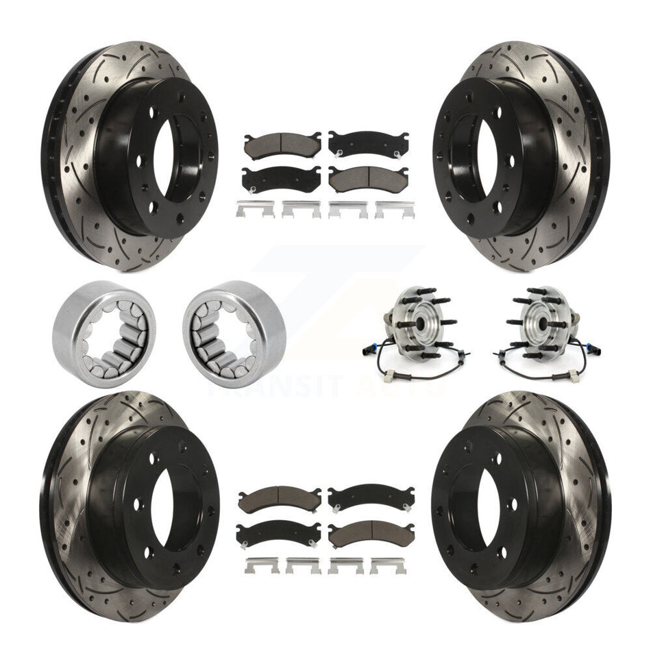 Front Rear Hub Bearings Coated Disc Brake Rotors And Pads Shoes Kit (10Pc) For Hummer H2 KBB-120432
