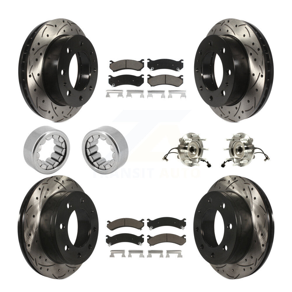 Front Rear Hub Bearing Coated Brake Rotor Pad Shoe Kit (10Pc) For GMC Chevrolet Silverado KBB-120433
