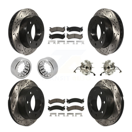 Front Rear Hub Bearing Coated Brake Rotor Pad Shoe Kit (10Pc) For GMC Chevrolet Silverado KBB-120433