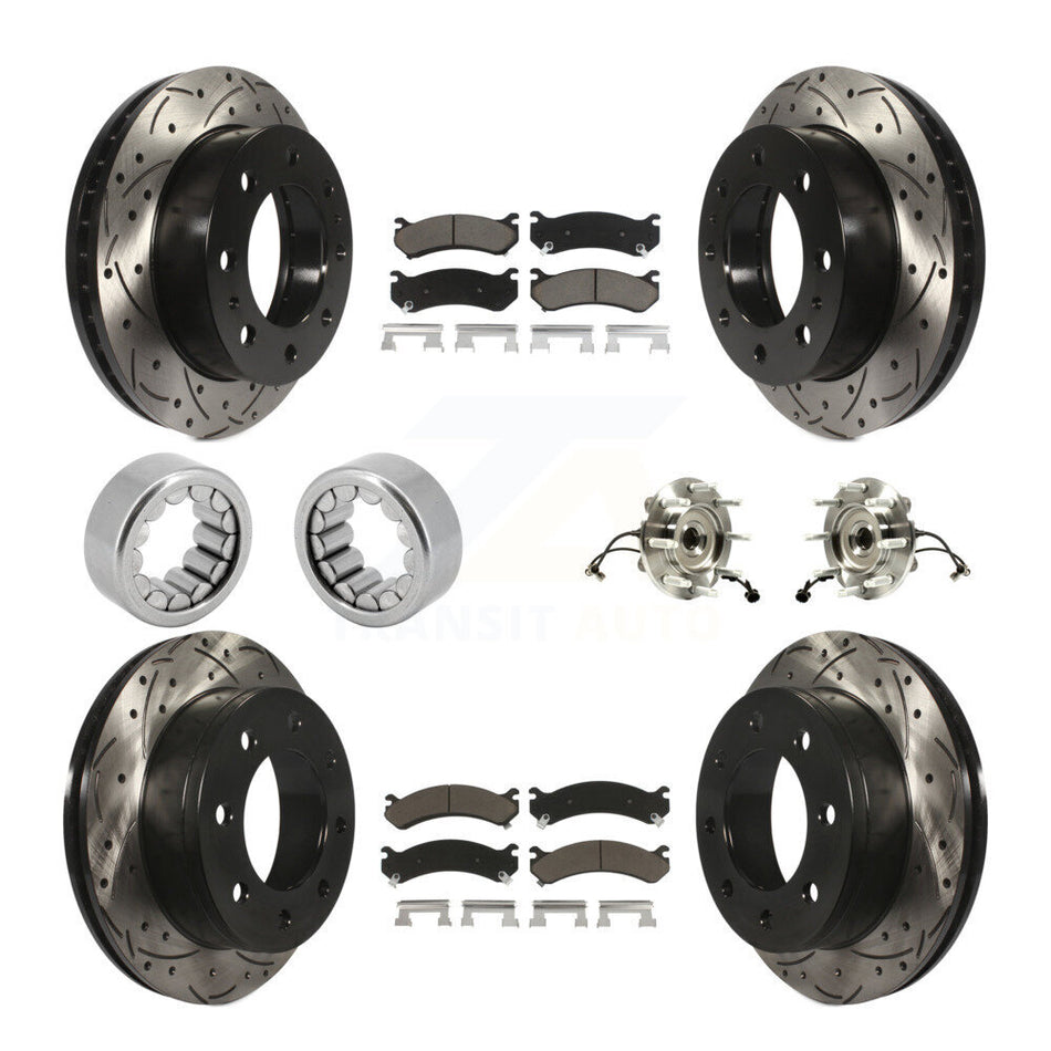 Front Rear Hub Bearing Coated Brake Rotor Pad Shoe Kit (10Pc) For GMC Chevrolet Silverado KBB-120433