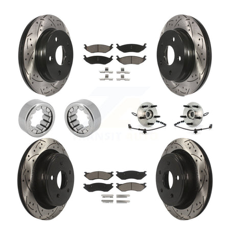 Front Rear Hub Bearing Coated Disc Brake Rotor And Pad Shoe Kit (10Pc) For Dodge Ram 1500 KBB-120441