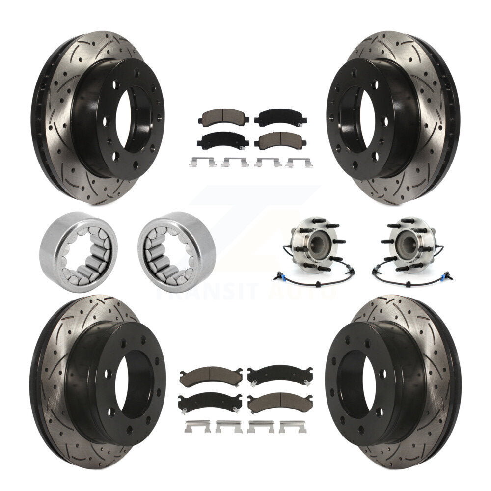 Front Rear Hub Bearing Coated Brake Rotor Pads Shoe Kit (10Pc) For Chevrolet Express 2500 KBB-120446