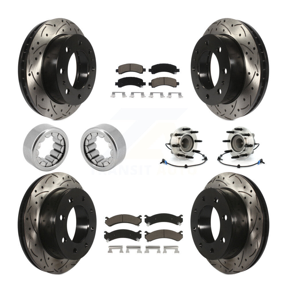 Front Rear Hub Bearing Coated Brake Rotor Pads Shoe Kit (10Pc) For Chevrolet Express 2500 KBB-120448
