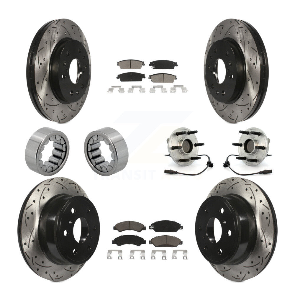Front Rear Hub Bearing Coated Brake Rotor Pad Shoe Kit (10Pc) For Chevrolet Avalanche GMC KBB-120453