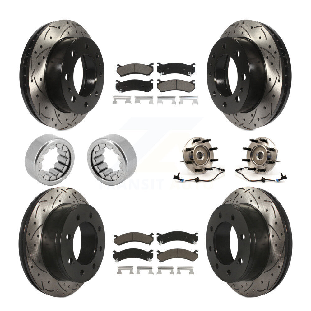 Front Rear Bearing Coated Brake Rotor Pad Shoe Kit (10Pc) For Chevrolet Silverado 2500 HD KBB-120464