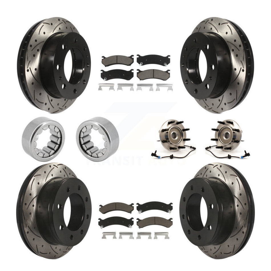 Front Rear Bearing Coated Brake Rotor Pad Shoe Kit (10Pc) For Chevrolet Silverado 2500 HD KBB-120464