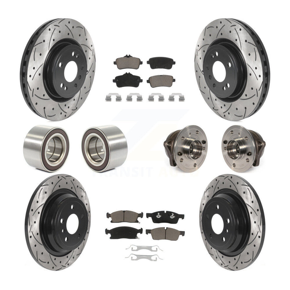 Front Rear Wheel Hub Bearings Assembly Coated Disc Brake Rotors And Ceramic Pads Shoes Kit (10Pc) For Mercedes-Benz ML350 GLE350 ML250 GLE300d KBB-120470
