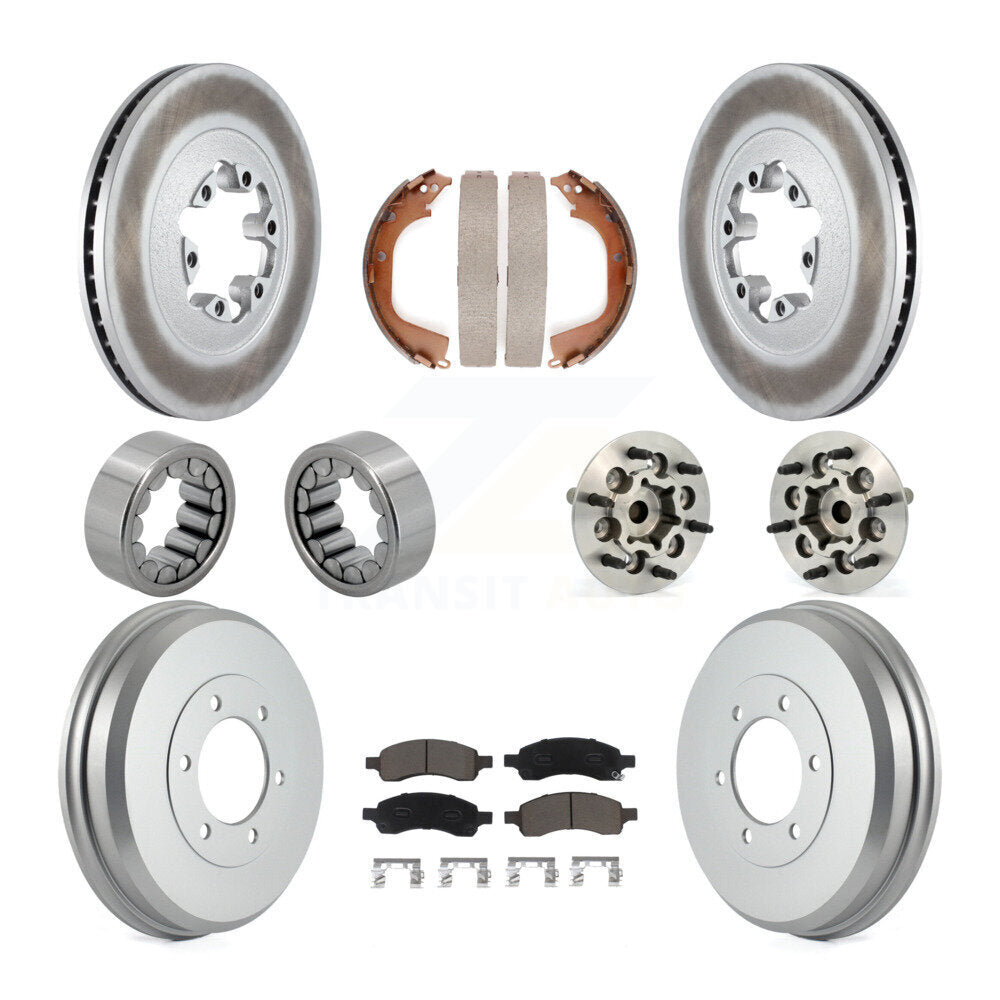 Front Rear Hub Bearing Coated Brake Rotor Pads Shoe Kit (10Pc) For Chevrolet Colorado GMC KBB-120501