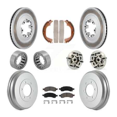 Front Rear Hub Bearing Coated Brake Rotor Pads Shoe Kit (10Pc) For Chevrolet Colorado GMC KBB-120501