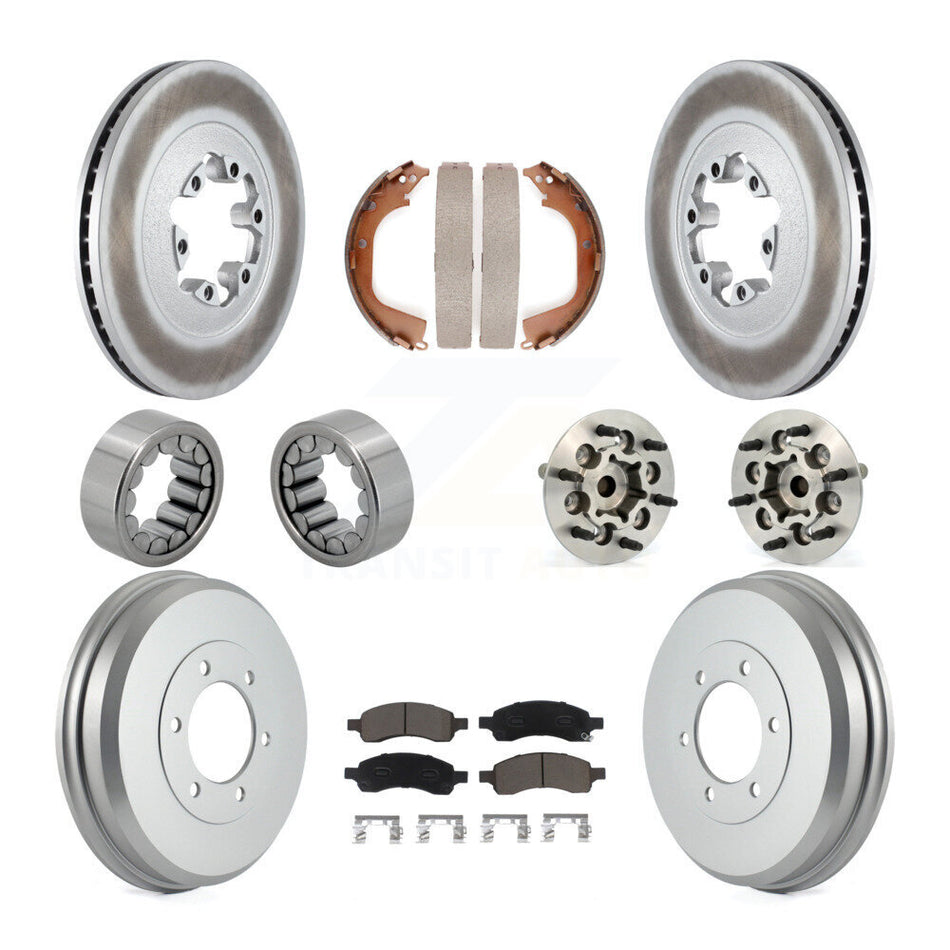 Front Rear Hub Bearing Coated Brake Rotor Pads Shoe Kit (10Pc) For Chevrolet Colorado GMC KBB-120501