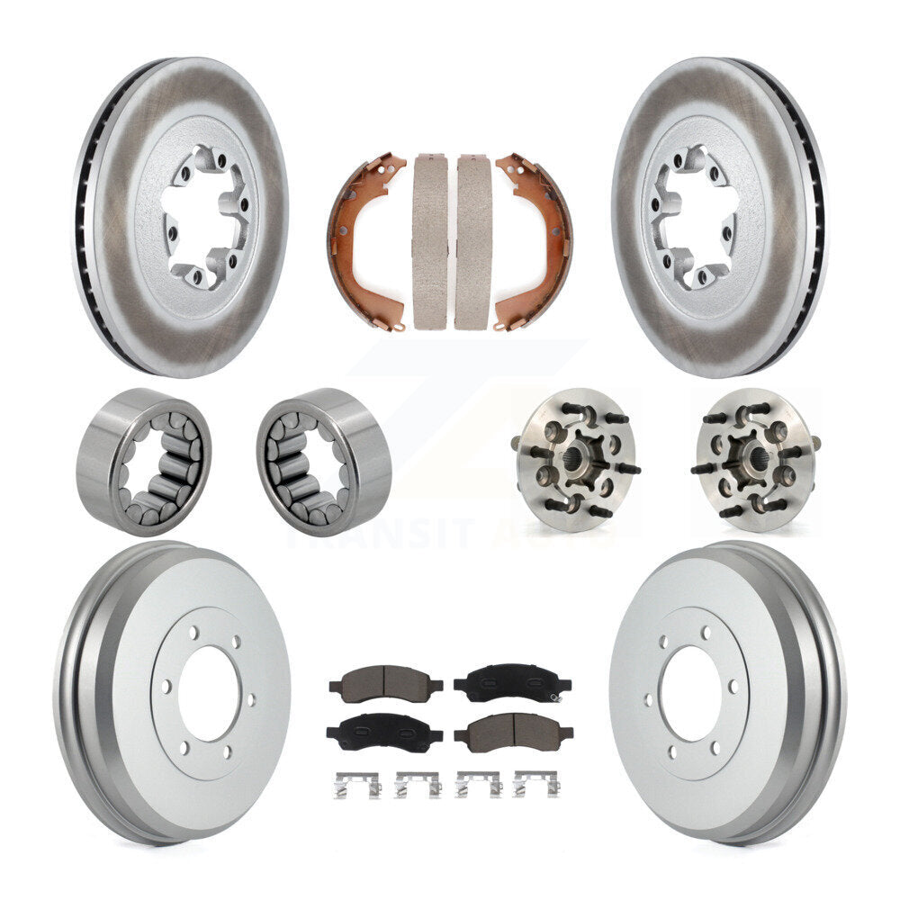 Front Rear Hub Bearing Coated Brake Rotor Pads Shoe Kit (10Pc) For Chevrolet Colorado GMC KBB-120502