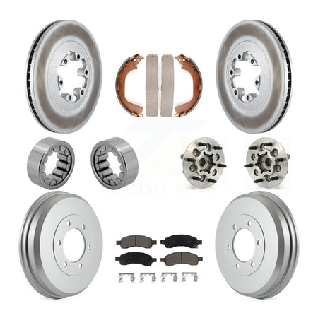 Front Rear Hub Bearing Coated Brake Rotor Pads Shoe Kit (10Pc) For Chevrolet Colorado GMC KBB-120502