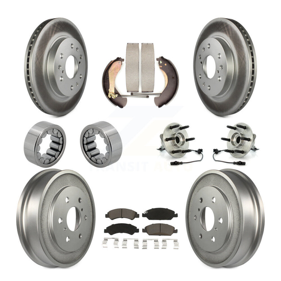 Front Rear Hub Bearing Coat Brake Rotor Pads Shoe Kit (10Pc) For Chevrolet Silverado 1500 KBB-120516