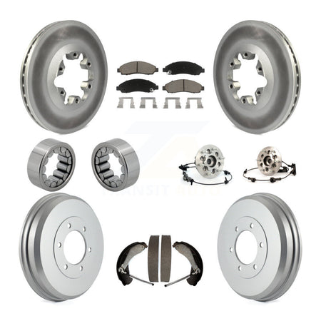 Front Rear Hub Bearing Coated Brake Rotor Pads Shoe Kit (10Pc) For Chevrolet Colorado GMC KBB-120525