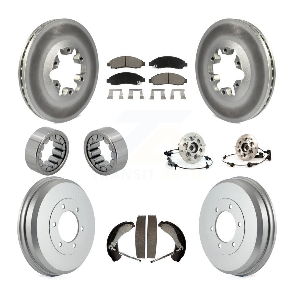 Front Rear Hub Bearing Coated Brake Rotor Pads Shoe Kit (10Pc) For Chevrolet Colorado GMC KBB-120525