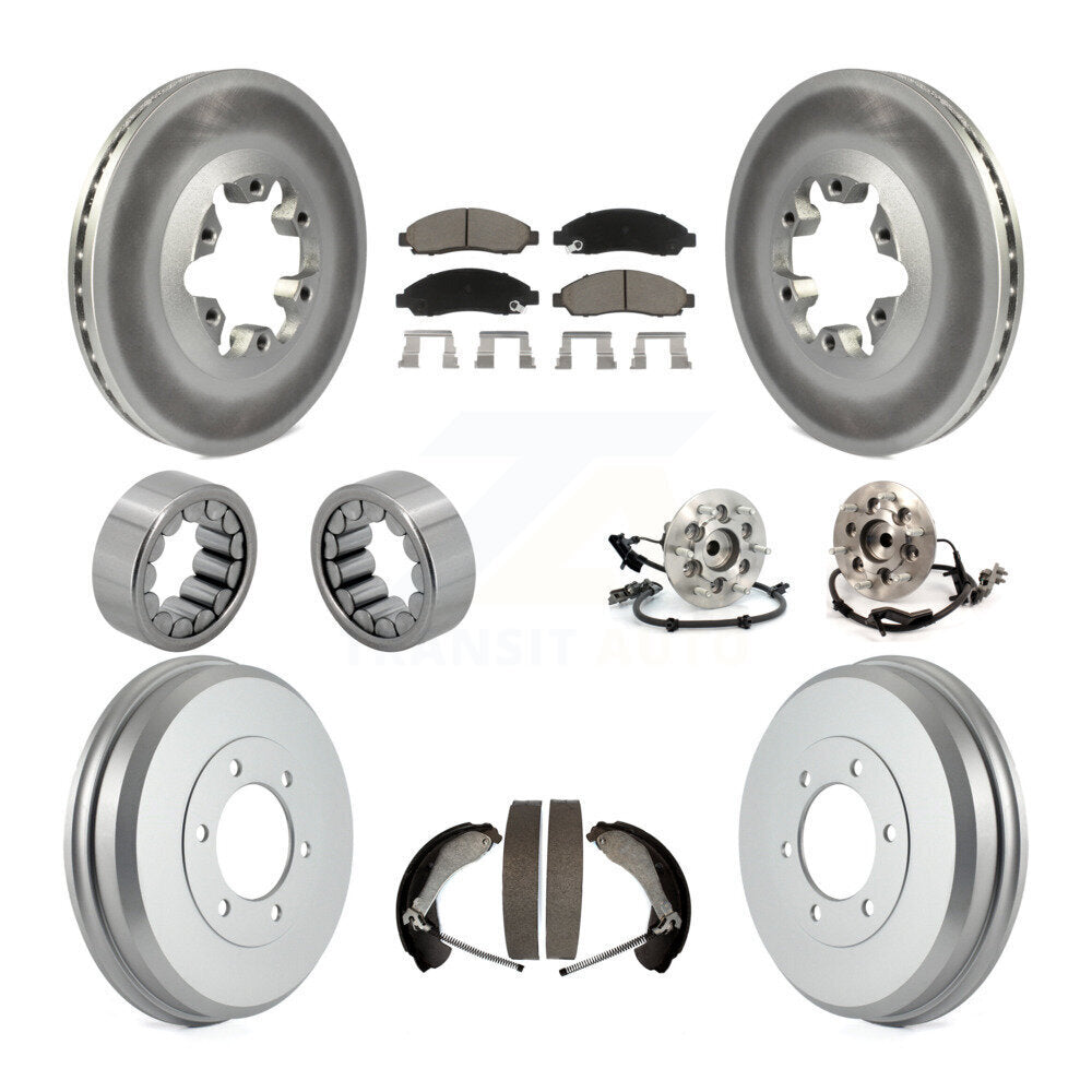Front Rear Hub Bearing Coated Brake Rotor Pads Shoe Kit (10Pc) For Chevrolet Colorado GMC KBB-120526