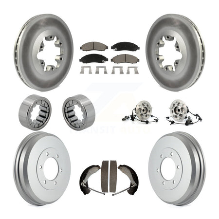 Front Rear Hub Bearing Coated Brake Rotor Pads Shoe Kit (10Pc) For Chevrolet Colorado GMC KBB-120527