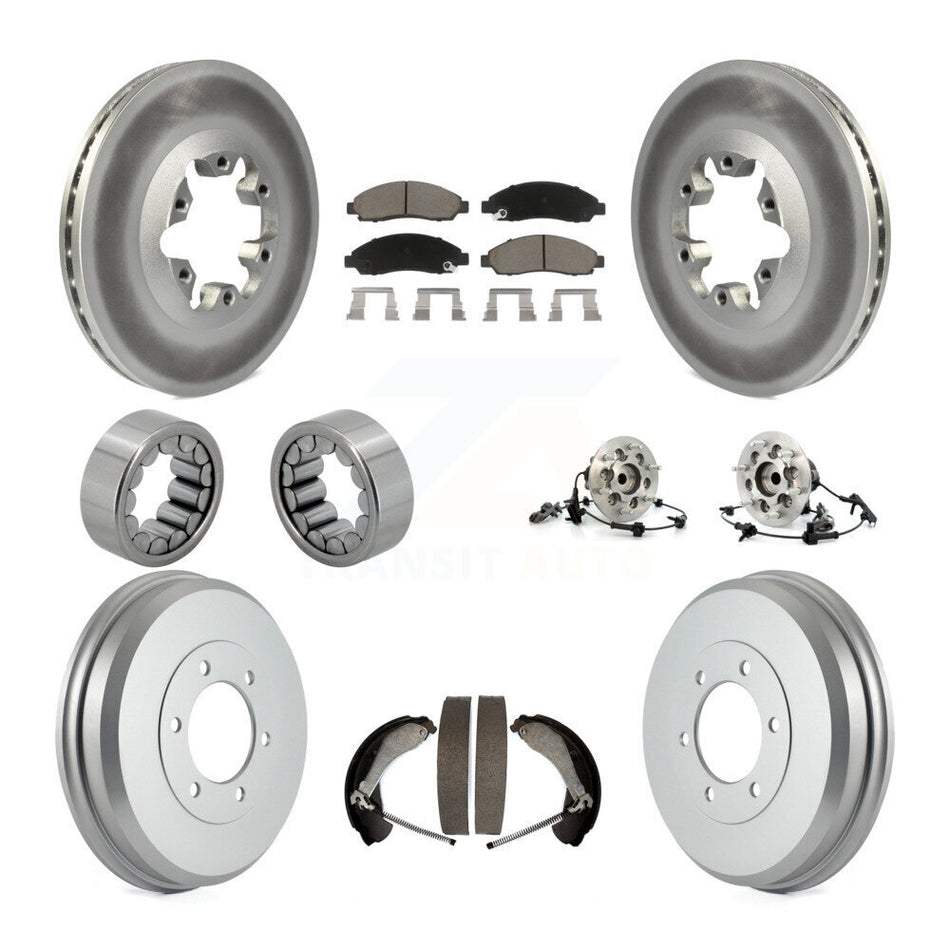Front Rear Hub Bearing Coated Brake Rotor Pads Shoe Kit (10Pc) For Chevrolet Colorado GMC KBB-120527