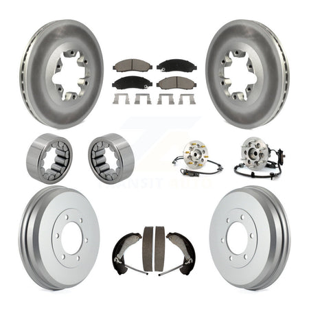 Front Rear Hub Bearing Coated Brake Rotor Pads Shoe Kit (10Pc) For Chevrolet Colorado GMC KBB-120528