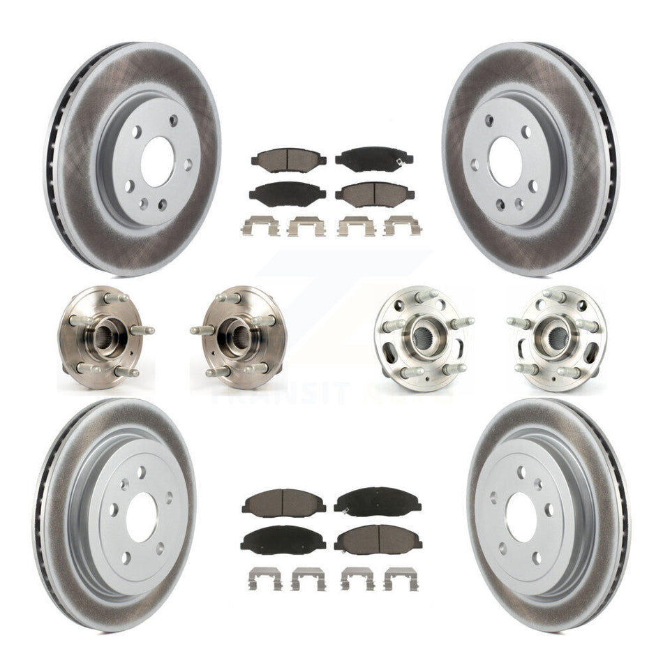 Front Rear Hub Bearings Assembly Coated Disc Brake Rotors And Ceramic Pads Kit (10Pc) For Cadillac CTS Without Heavy Duty Brakes KBB-120536