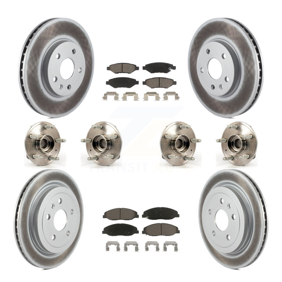 Front Rear Hub Bearings Assembly Coated Disc Brake Rotors And Ceramic Pads Kit (10Pc) For Cadillac CTS KBB-120537