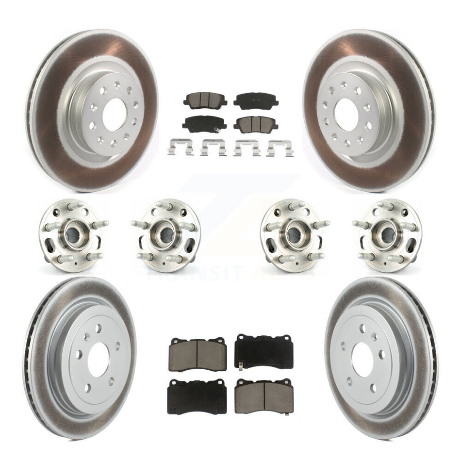 Front Rear Hub Bearings Assembly Coated Disc Brake Rotors And Ceramic Pads Kit (10Pc) For Cadillac CTS With 18" Factory Wheels KBB-120538
