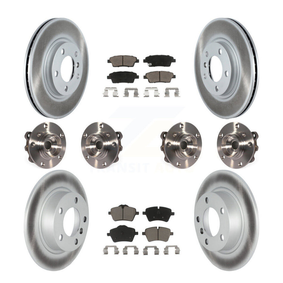 Front Rear Hub Bearings Assembly Coated Disc Brake Rotors And Ceramic Pads Kit (10Pc) For Mini Cooper Countryman Paceman S ALL4 with AWD KBB-120540