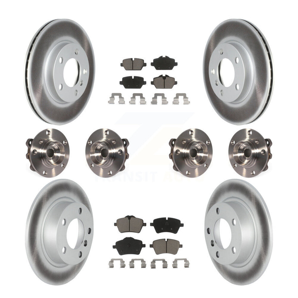 Front Rear Hub Bearings Assembly Coated Disc Brake Rotors And Ceramic Pads Kit (10Pc) For 2011 Mini Cooper Countryman AWD With 294mm Diameter Rotor KBB-120542