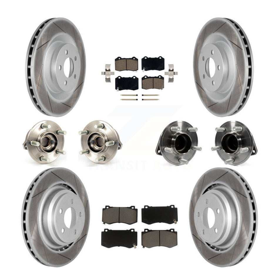 Front Rear Hub Bearings Assembly Coated Disc Brake Rotors And Ceramic Pads Kit (10Pc) For 2012 Chrysler 300 SRT8 with RWD With Heavy Duty Brakes KBB-120544