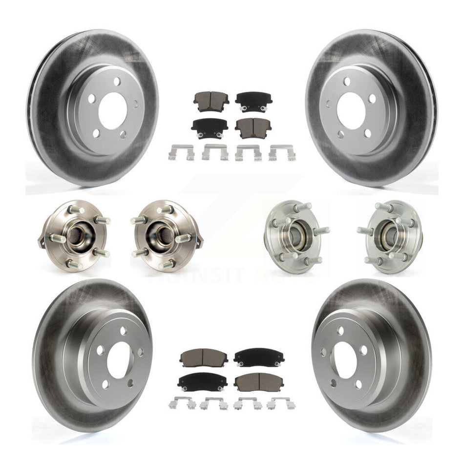 Front Rear Hub Bearings Assembly Coated Disc Brake Rotors And Ceramic Pads Kit (10Pc) For Dodge Charger Chrysler 300 Challenger KBB-120551