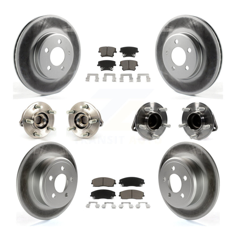 Front Rear Hub Bearings Assembly Coated Disc Brake Rotors And Ceramic Pads Kit (10Pc) For Dodge Charger Chrysler 300 KBB-120552