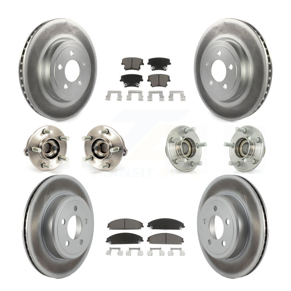 Front Rear Hub Bearings Assembly Coated Disc Brake Rotors And Ceramic Pads Kit (10Pc) For Dodge Chrysler 300 Charger Challenger KBB-120554
