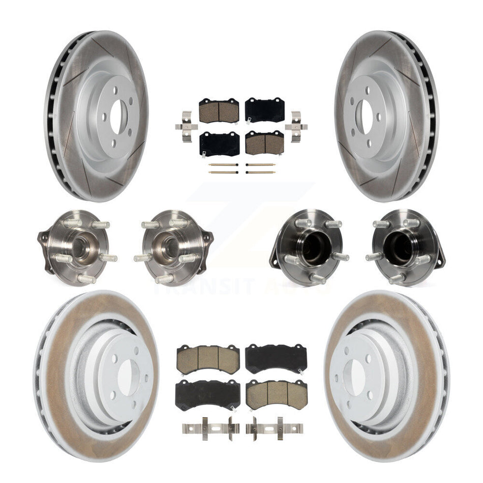 Front Rear Hub Bearings Assembly Coated Disc Brake Rotors And Ceramic Pads Kit (10Pc) For Dodge Challenger Charger KBB-120575