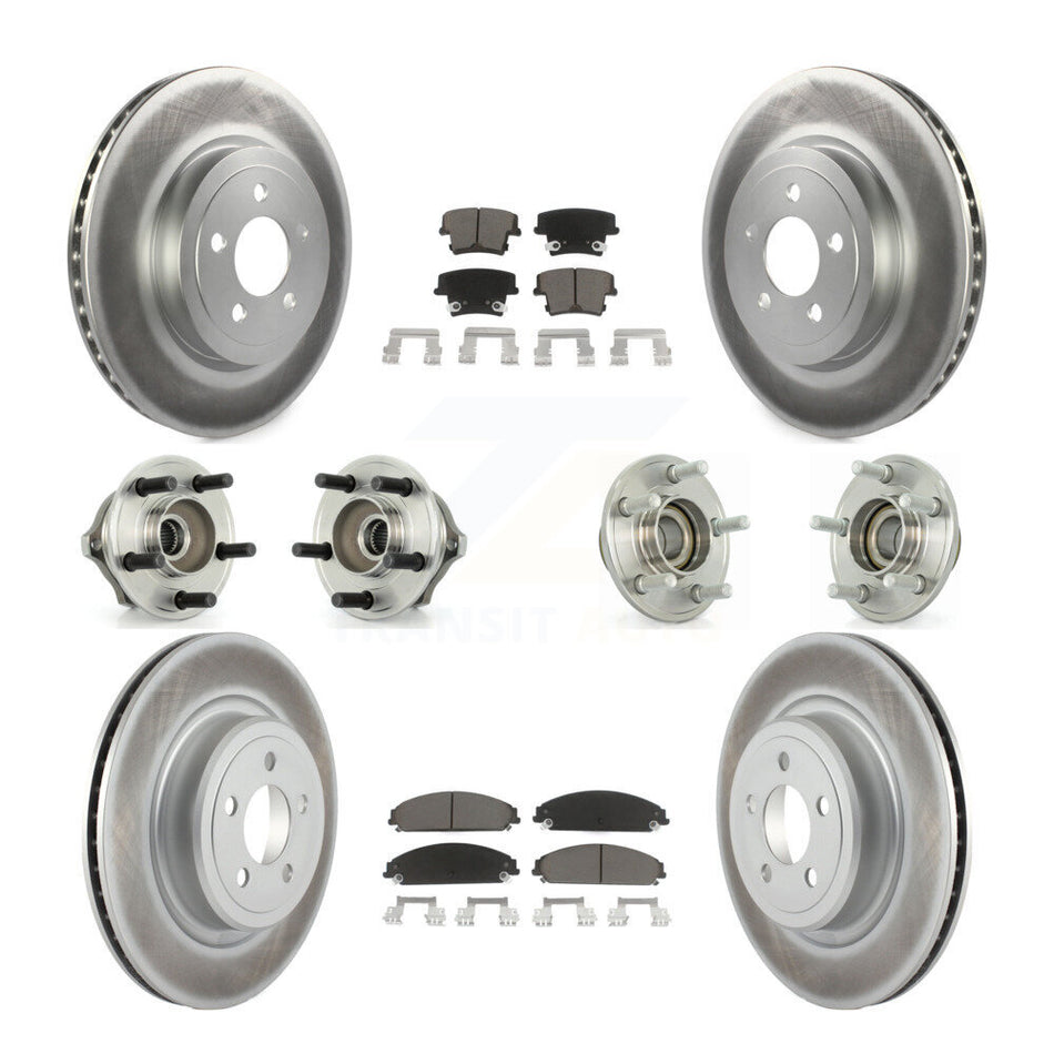 Front Rear Hub Bearings Assembly Coated Disc Brake Rotors And Ceramic Pads Kit (10Pc) For 2006-2008 Dodge Charger RWD with 5.7L 3.5L With Police Package KBB-120580