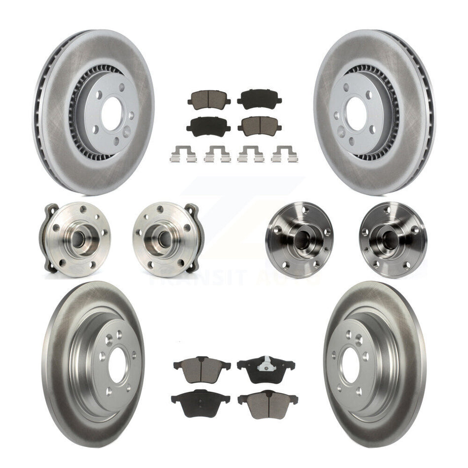 Front Rear Hub Bearings Assembly Coated Disc Brake Rotors And Ceramic Pads Kit (10Pc) For Volvo S60 V60 Cross Country KBB-120595