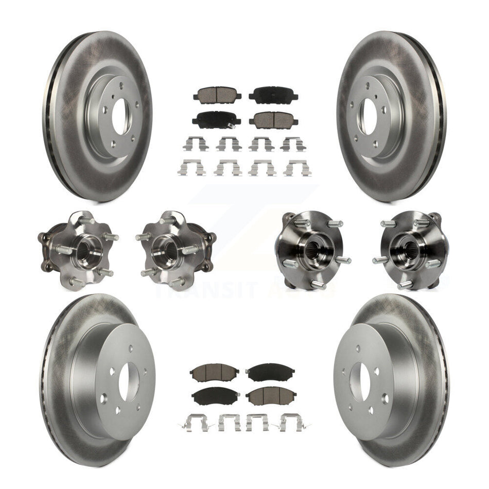 Front Rear Hub Bearing Coated Brake Rotor Pads Kit (10Pc) For 2015-2017 INFINITI QX70 AWD KBB-120604