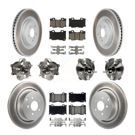Front Rear Hub Bearings Coated Disc Brake Rotors And Pads Kit (10Pc) For INFINITI FX50 KBB-120606