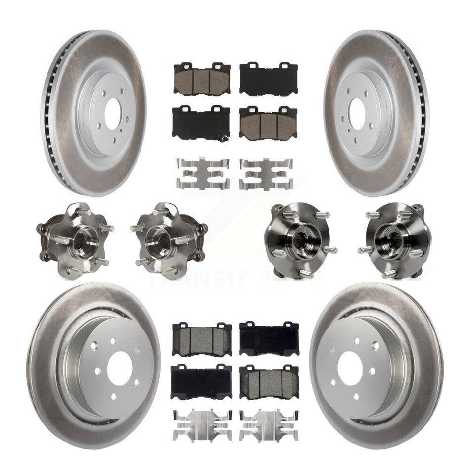 Front Rear Hub Bearings Coated Disc Brake Rotors And Pads Kit (10Pc) For INFINITI FX50 KBB-120606