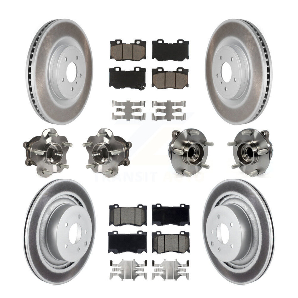 Front Rear Hub Bearings Assembly Coated Disc Brake Rotors And Ceramic Pads Kit (10Pc) For INFINITI G37 Nissan 370Z Q60 KBB-120608