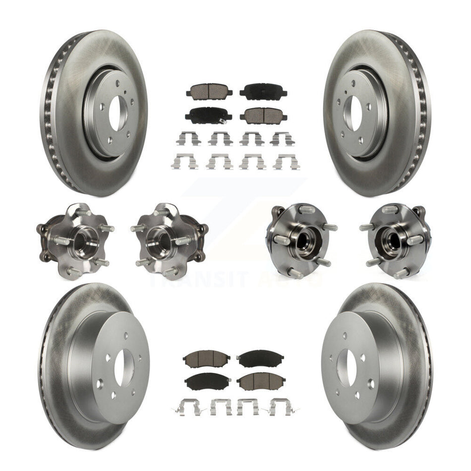 Front Rear Hub Bearings Assembly Coated Disc Brake Rotors And Ceramic Pads Kit (10Pc) For INFINITI FX35 QX70 KBB-120611