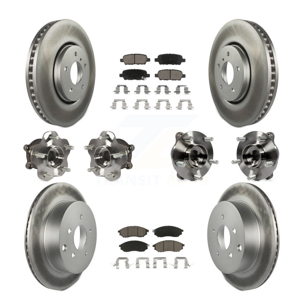 Front Rear Hub Bearing Coated Disc Brake Rotor Pads Kit (10Pc) For INFINITI FX35 FX37 AWD KBB-120612