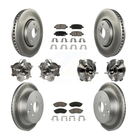 Front Rear Hub Bearing Coated Disc Brake Rotor Pads Kit (10Pc) For INFINITI FX35 FX37 AWD KBB-120612