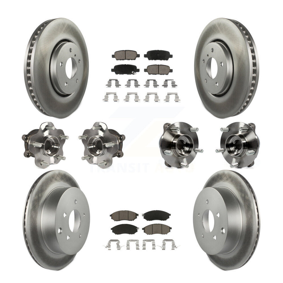 Front Rear Hub Bearing Coated Disc Brake Rotor Pads Kit (10Pc) For INFINITI FX35 FX37 AWD KBB-120612