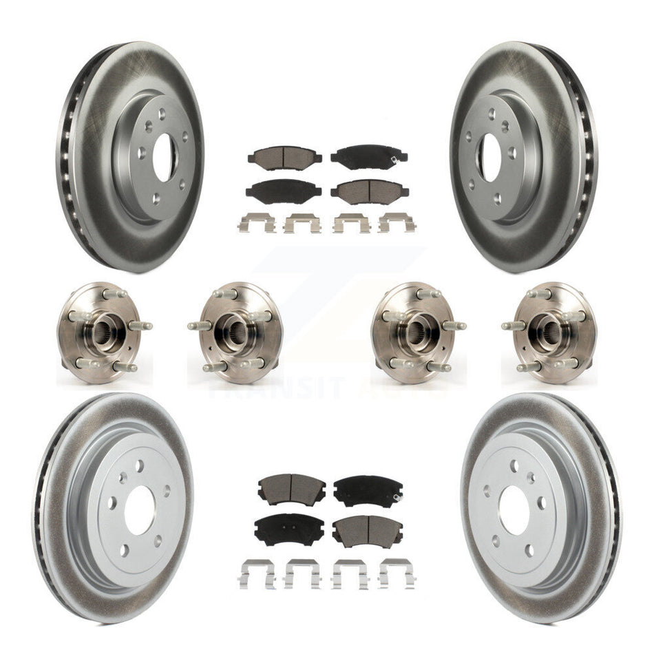 Front Rear Hub Bearings Assembly Coated Disc Brake Rotors And Ceramic Pads Kit (10Pc) For Chevrolet Camaro KBB-120623